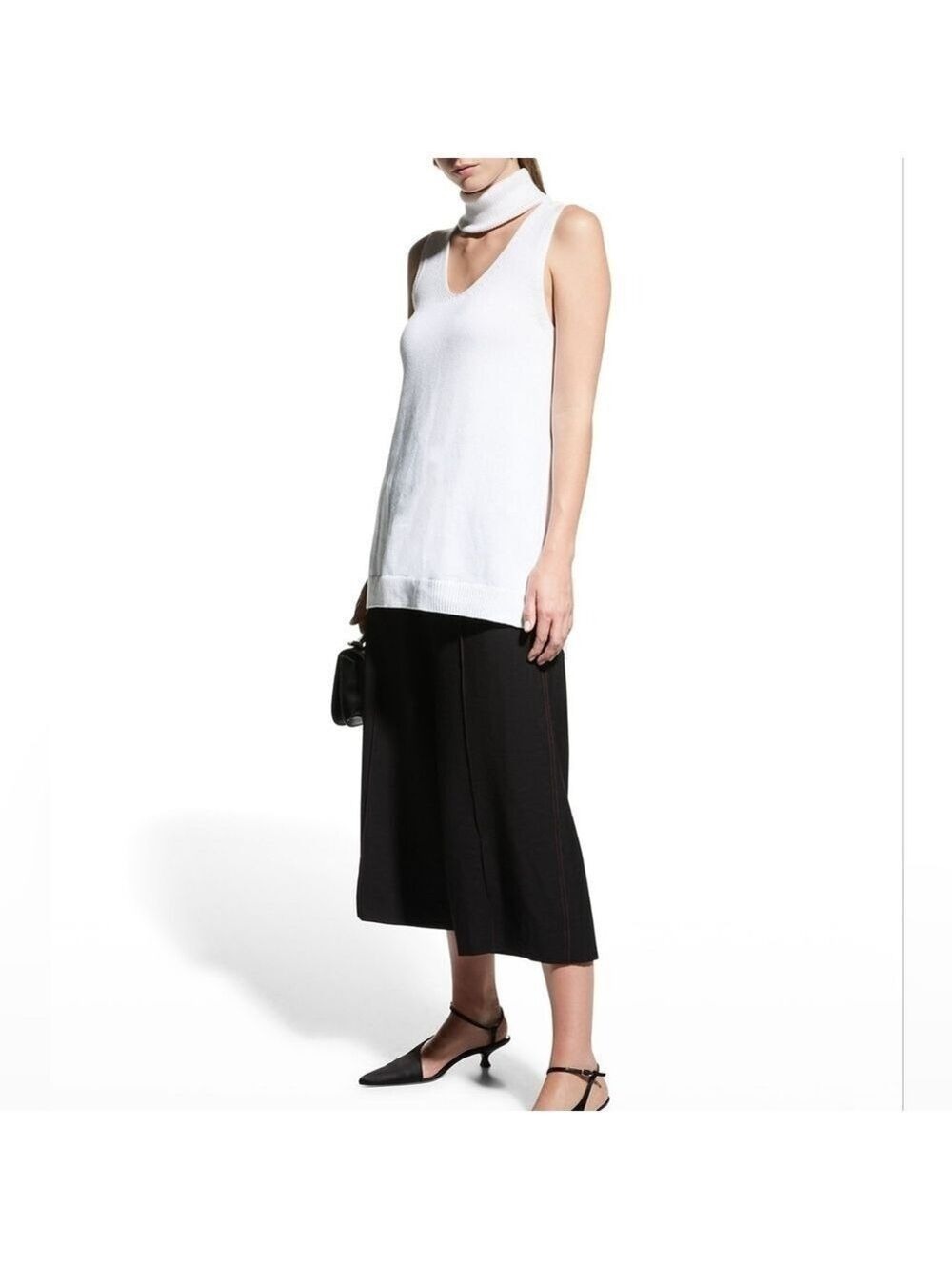 Revolve Milly Cotton-Blend Tunic with Ribbed Neckline and Hem Turtleneck